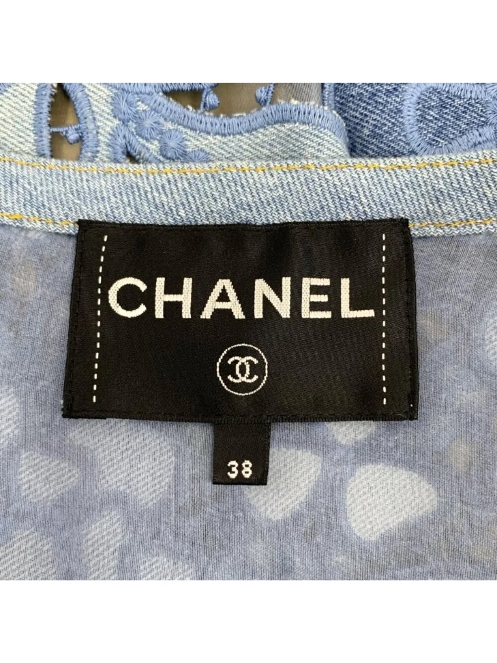 Chanel Blue Camellia Lace Embroidered Cotton Jacket
